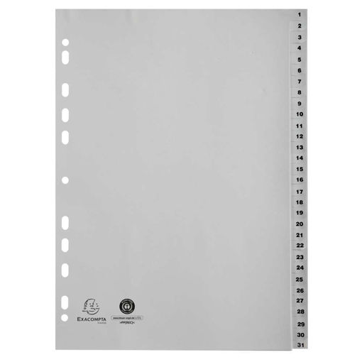 Picture of A4 RECYCLED PLASTIC DIVIDERS GREY 1-31 X31